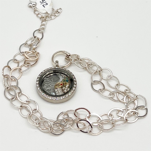 Silver Tone Tree of Life Rhinestone Pendant Charm Necklace 5 Charm - Picture 2 of 4